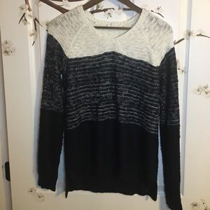 Cloud Chaser- Blue and White Color Block Sweater